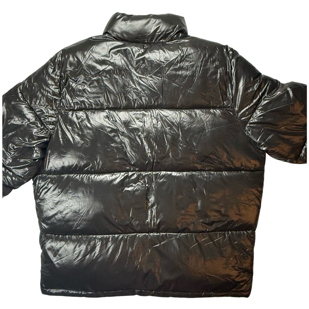 NEW GAP Men’s Sz Medium Puffer Jacket Black Shine Lightweight Recycled Material - Picture 6 of 9
